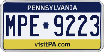 PA license plate MPE9223