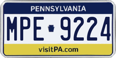 PA license plate MPE9224