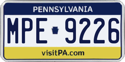 PA license plate MPE9226