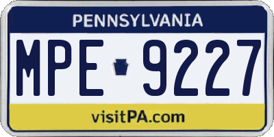 PA license plate MPE9227