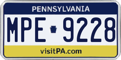 PA license plate MPE9228