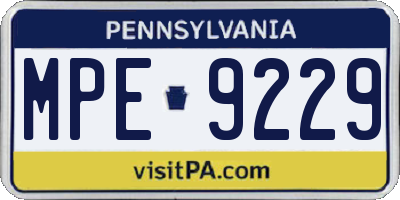 PA license plate MPE9229
