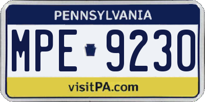 PA license plate MPE9230