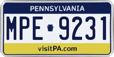 PA license plate MPE9231