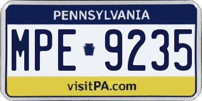 PA license plate MPE9235