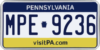 PA license plate MPE9236