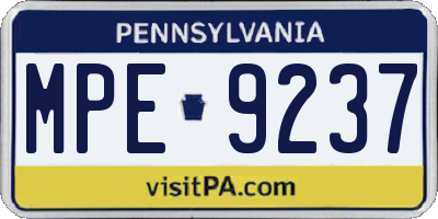 PA license plate MPE9237