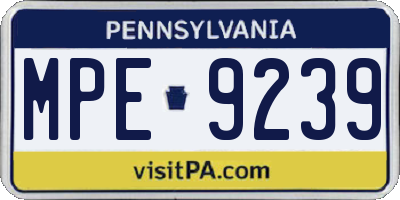 PA license plate MPE9239