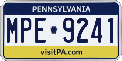 PA license plate MPE9241