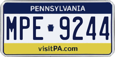 PA license plate MPE9244