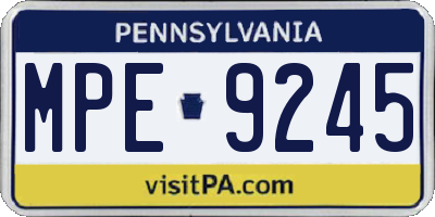 PA license plate MPE9245
