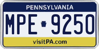 PA license plate MPE9250