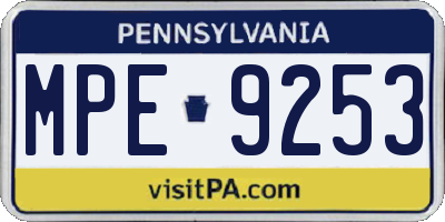 PA license plate MPE9253