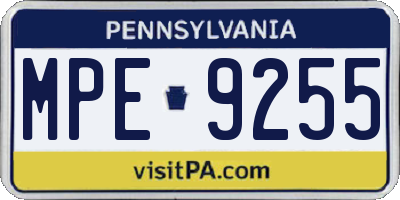 PA license plate MPE9255