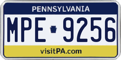 PA license plate MPE9256