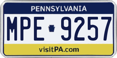 PA license plate MPE9257