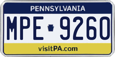 PA license plate MPE9260