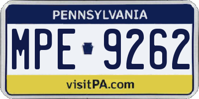 PA license plate MPE9262