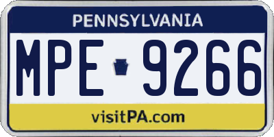 PA license plate MPE9266