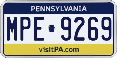 PA license plate MPE9269