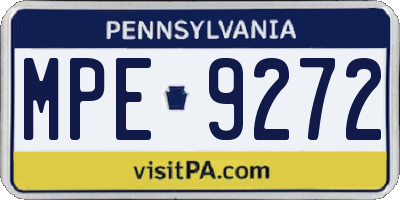 PA license plate MPE9272