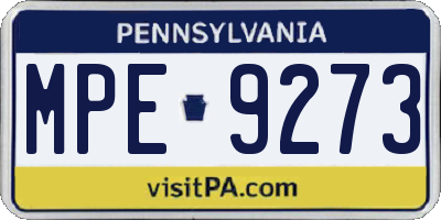PA license plate MPE9273