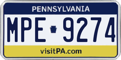 PA license plate MPE9274