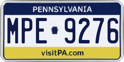 PA license plate MPE9276
