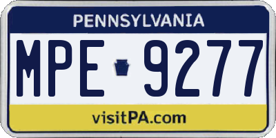PA license plate MPE9277