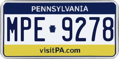 PA license plate MPE9278