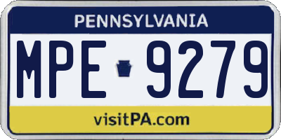 PA license plate MPE9279