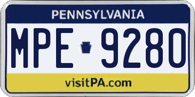 PA license plate MPE9280