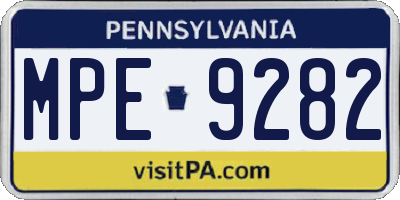 PA license plate MPE9282