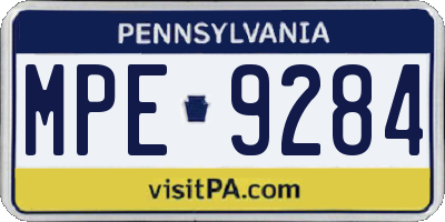 PA license plate MPE9284