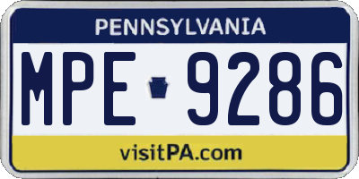 PA license plate MPE9286