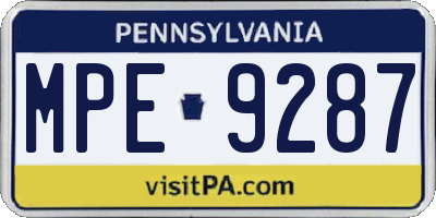 PA license plate MPE9287