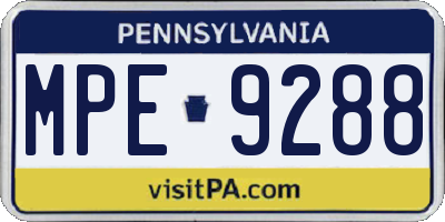 PA license plate MPE9288