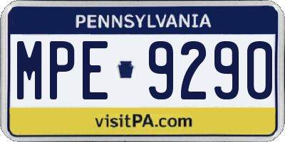 PA license plate MPE9290