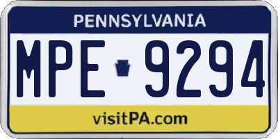 PA license plate MPE9294