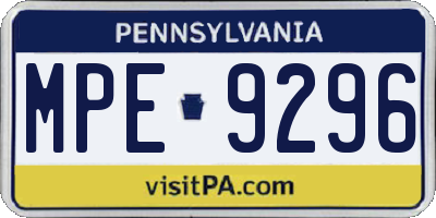 PA license plate MPE9296