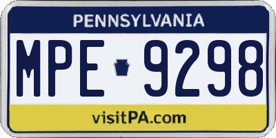 PA license plate MPE9298