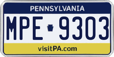 PA license plate MPE9303