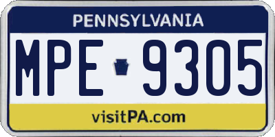 PA license plate MPE9305