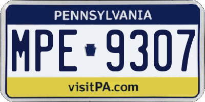 PA license plate MPE9307