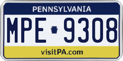 PA license plate MPE9308