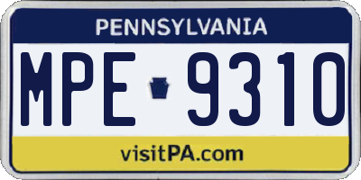 PA license plate MPE9310