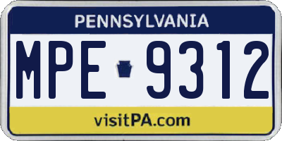 PA license plate MPE9312