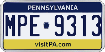 PA license plate MPE9313