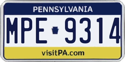 PA license plate MPE9314