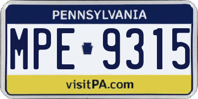 PA license plate MPE9315